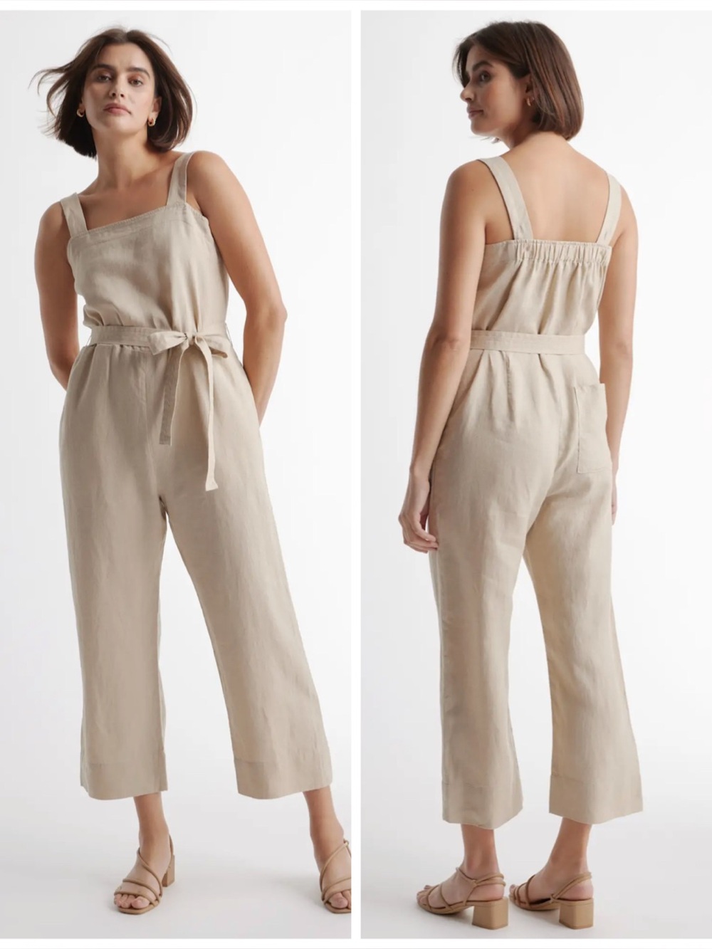 Quince 100% European Linen Square Neck Jumpsuit